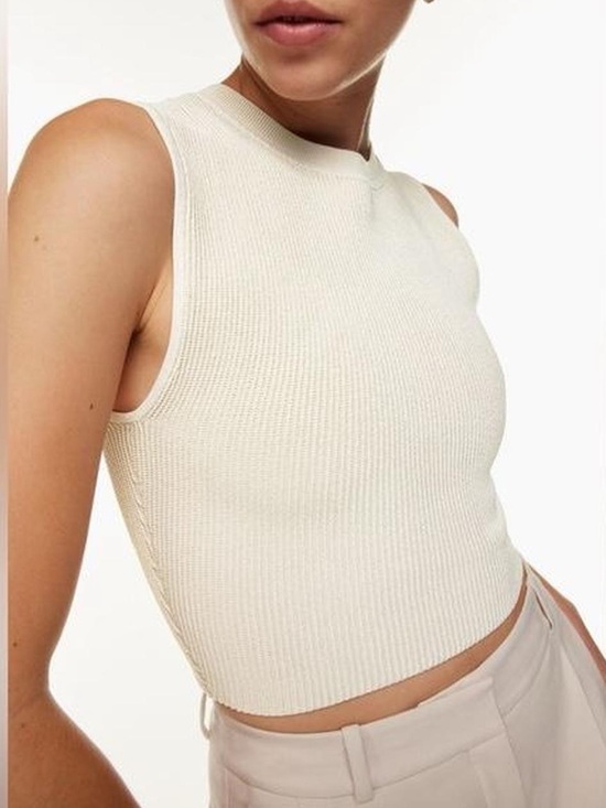House of Harlow 1960 Tops - House of Harlow 1960 Cream Ribbed Knit Crop Tank